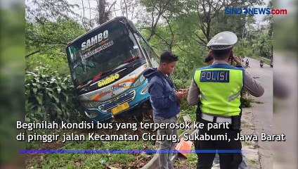 Gagal Nanjak, Sebuah Bus Terperosok di Cicurug Sukabumi