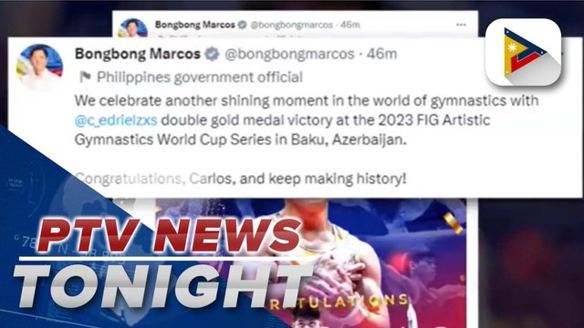 PBBM greets gymnast Carlos Yulo for medal haul in FIG Artistic Gymnastics World Cup