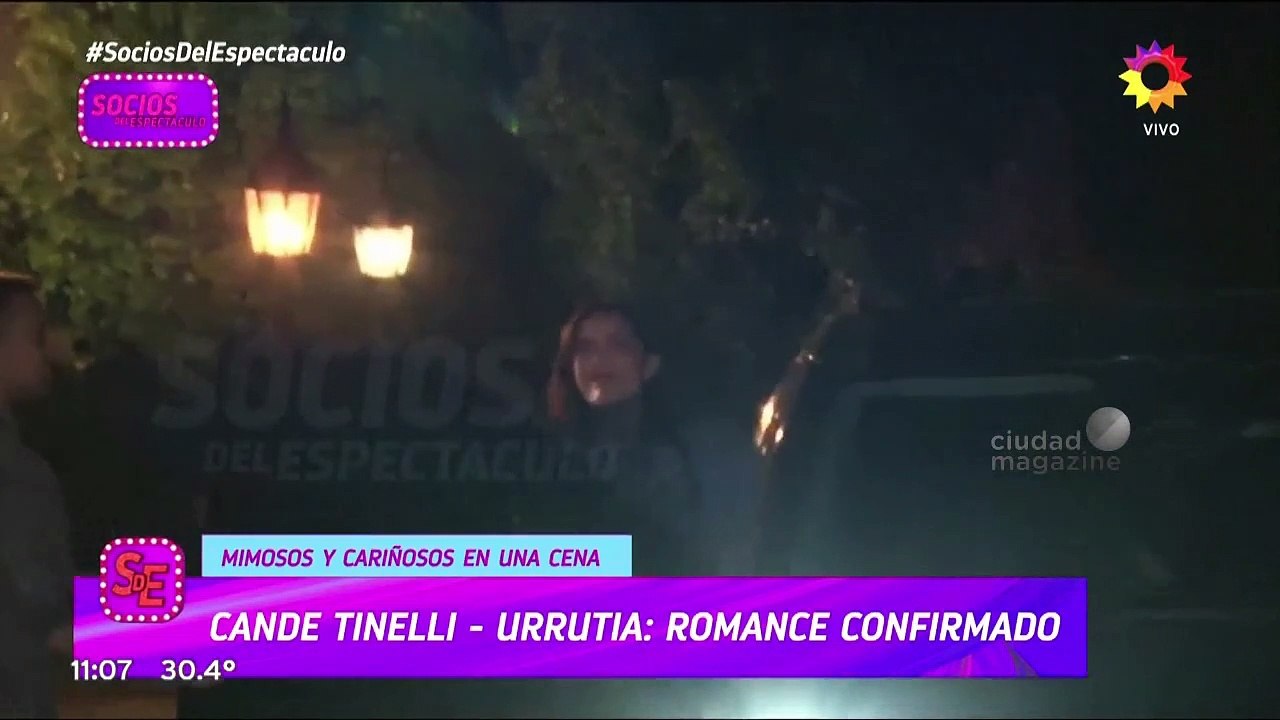 Candelaria Tinelli y Santiago Urrutia, en una cena con Marcelo Tinelli