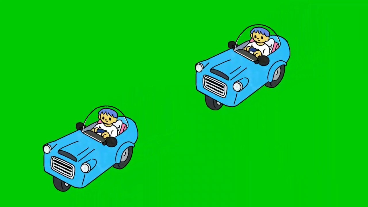Cartoon car drive green screen animation HD video