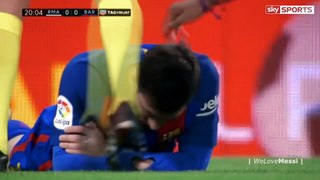 !!Watch Messi bleed twice due to a foul