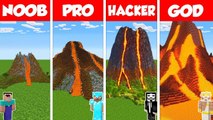 Minecraft Battle_ NOOB vs PRO vs HACKER vs GOD_ LAVA VOLCANO HOUSE BASE BUILD CHALLENGE _ Animation