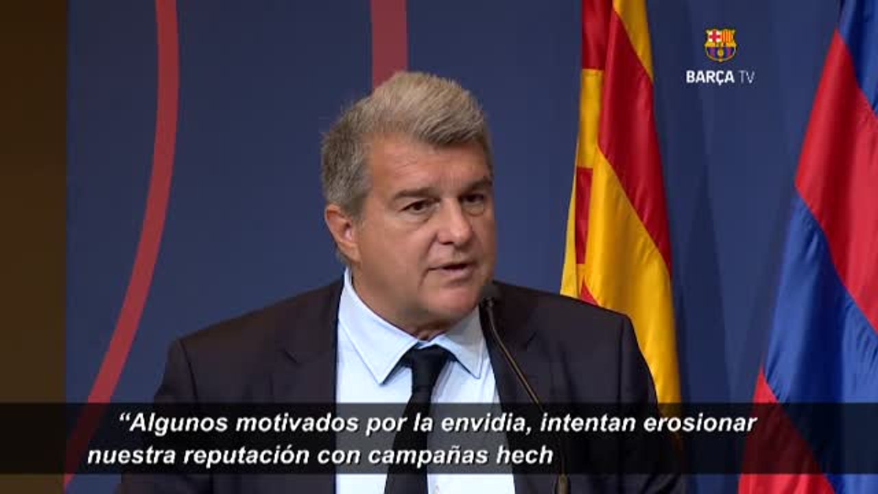 Laporta: "Hay unos ataques feroces para ensuciar nuestro escudo, que no tienen nada que ver con la realidad"