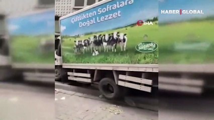 İstanbul’da dehşet anları kamerada! Freni boşalan kamyonetten kıl payı kurtuldular