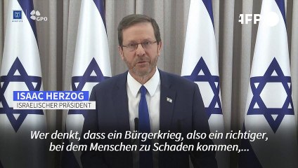 Télécharger la video: Israelischer Präsident Herzog warnt vor Bürgerkrieg