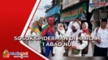 Unik, Sosok Spiderman Hadiri Harlah 1 Abad NU di Gor Sidoarjo