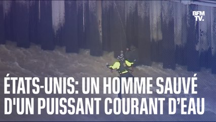 Download Video: États-Unis: un homme piégé dans un puissant courant d’eau a été secouru en hélicoptère