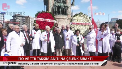 Video herunterladen: İTO ve TTB üyesi hekimler, 14 Mart Tıp Bayramı'nda Taksim Anıtı'na çelenk bıraktı