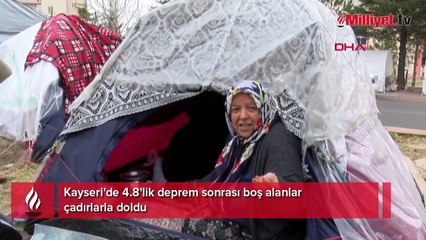 Kayseri'de 4.8'lik deprem sonrası boş alanlar çadırlarla doldu