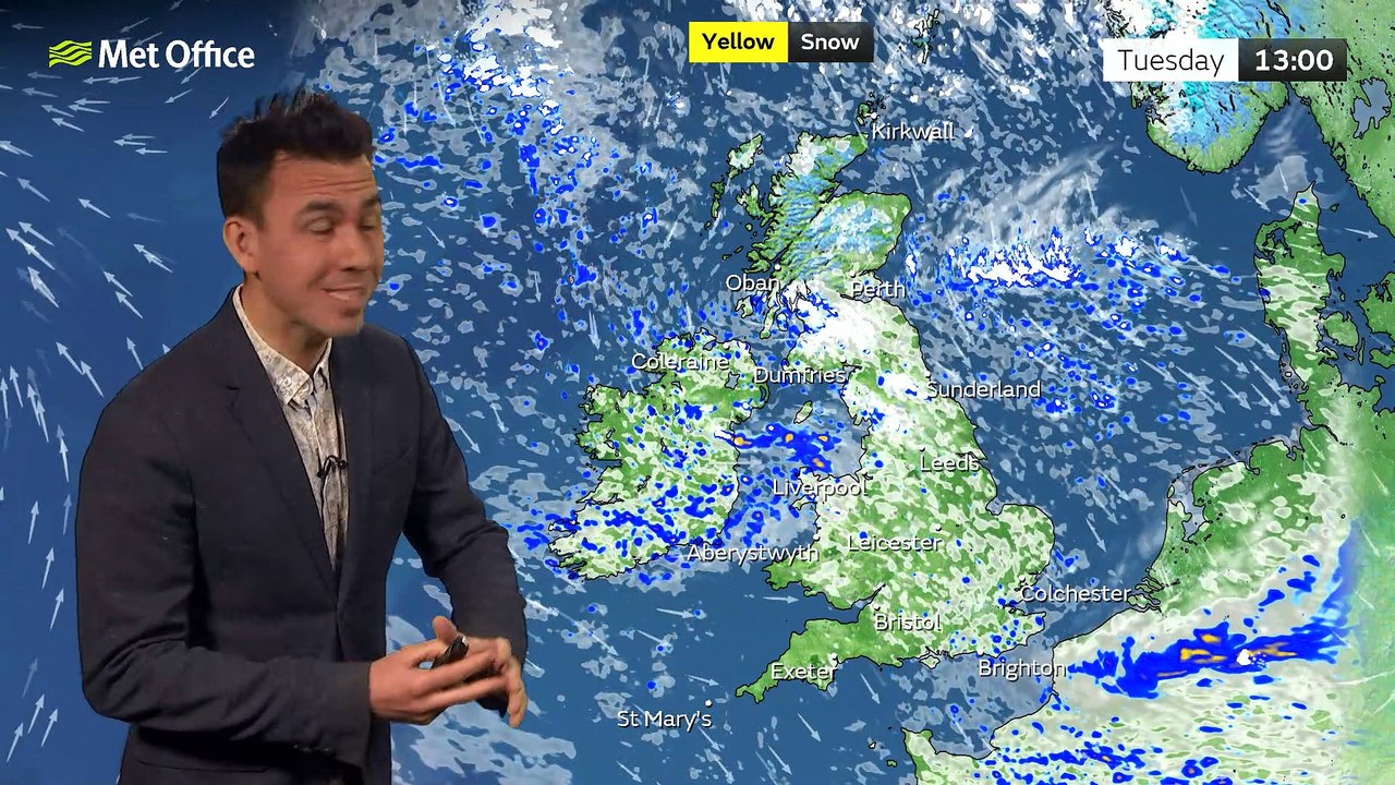 Met Office Afternoon Weather Forecast 14/03/23 – Cold with snow showers in the north.