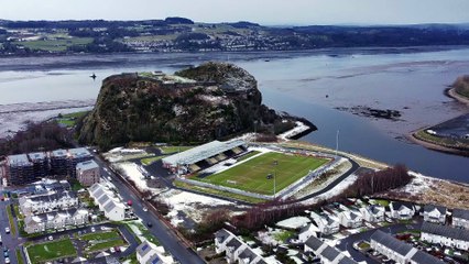 Dumbarton FC ground staff v snow ahead of tonight's match with Stirling Albion