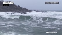 Waves crash into coastal Maine as nor'easter slams New England
