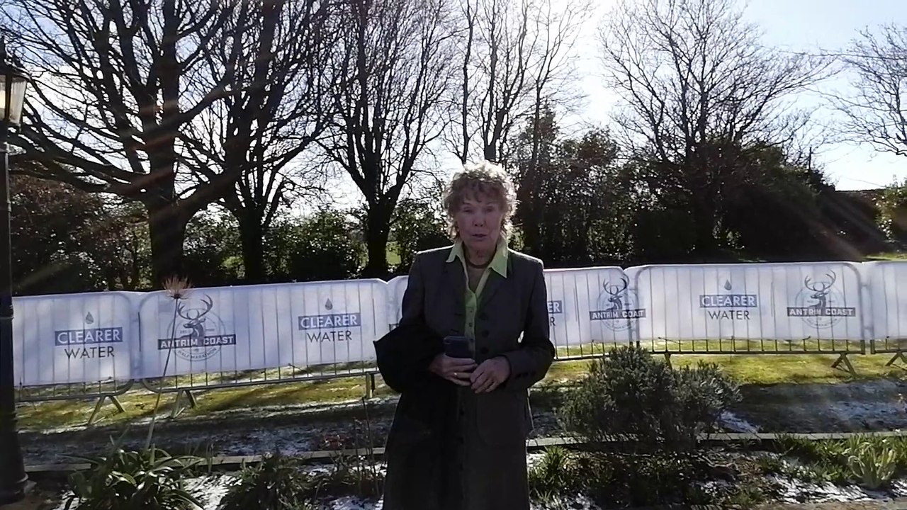 Baroness Kate Hoey congratulates Antrim Coast Half Marathon organisers during 2023 launch event