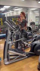 Fun woman strikes hilarious poses on ellipsoid