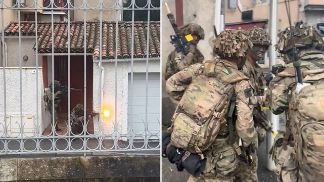 Gunshots ring out as British soldiers take over French town for combat exercise