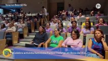 Celebra activista feminista Puntos Violetas en Boca del Río