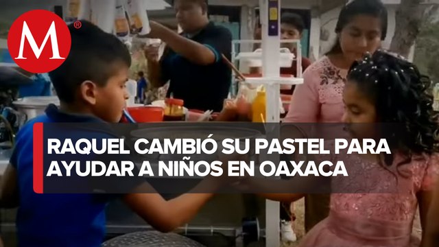 En Oaxaca, niña celebra su cumpleaños regalando elotes y esquites