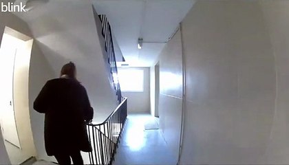 Woman Slips on Freshly Mopped Stairs