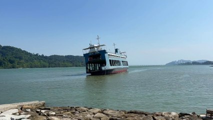 The abandoned ferry at Queensbay Penang Island Malaysia