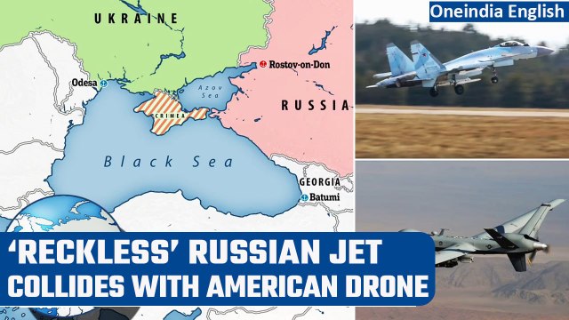 Russian jet collides with American drone over Black Sea, says US Military | Oneindia News