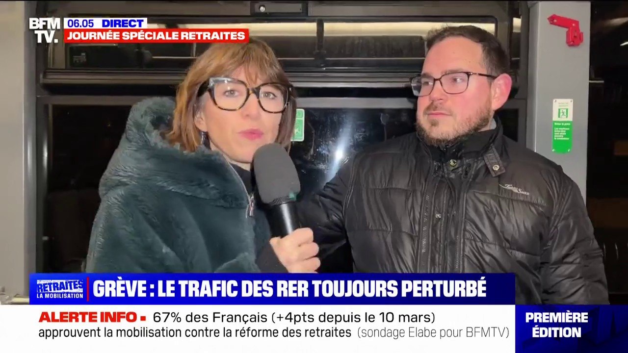 Grève contre la réforme des retraites: Geoffrey, usager du RER, entame son trajet pour aller travailler