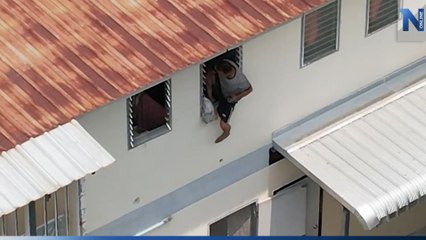 เปิดคลิปนาที "สารวัตรกานต์" โดดหน้าต่างหนี ก่อนถูกจู่โจมจับ