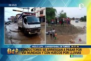 Emergencia por lluvias en Tumbes: conductores arriesgan sus vidas al pasar por vía inundada