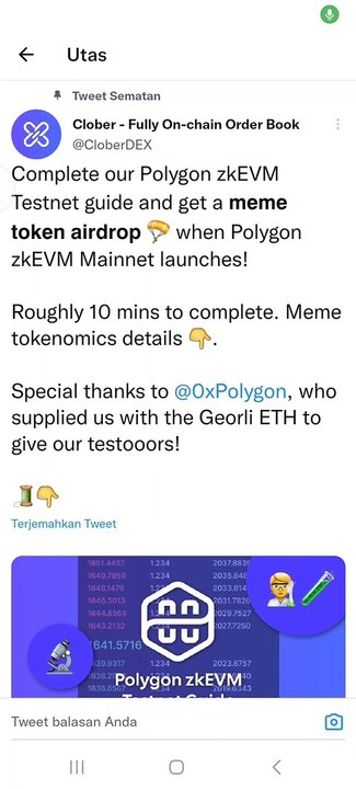 Tutorial mengikuti testnet clober : Free Airdrop Meme Token di Polygon ZkEVM Mainnet!!!