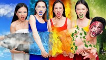 Chica de Fuego, Agua, Aire y Tierra  Cuatro Elementos vs Zombi Por T-STUDIO ES