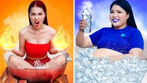 Chicas Flacas de Fuego vs Chicas Gordas de Agua  ¡Chicas Gordas Vs Flacas  Situaciones Divertidas
