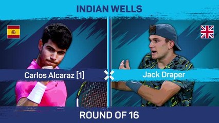 Download Video: Draper retires hurt as Alcaraz reaches Indian Wells quarters