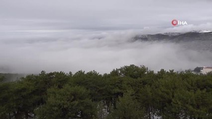 Yozgat'ta etkili olan yoğun sis böyle görüntülendi