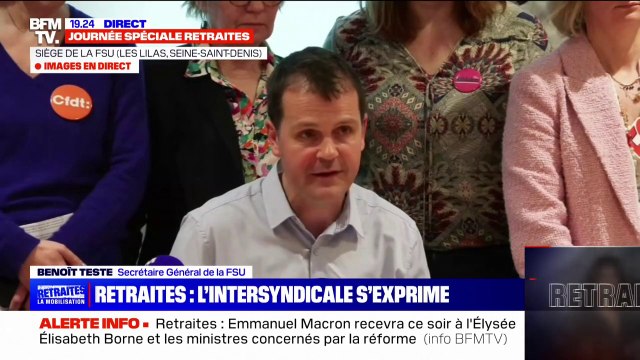 Benoît Teste (FSU): L'intersyndicale appelle solennellement les parlementaires à voter contre le projet de loi sur les retraites