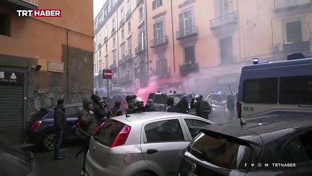 Napoli - Frankfurt maçı öncesi ortalık savaş alanına döndü