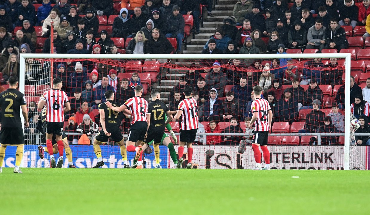 Joe Nicholson reacts as Sunderland are beaten by Sheffield United