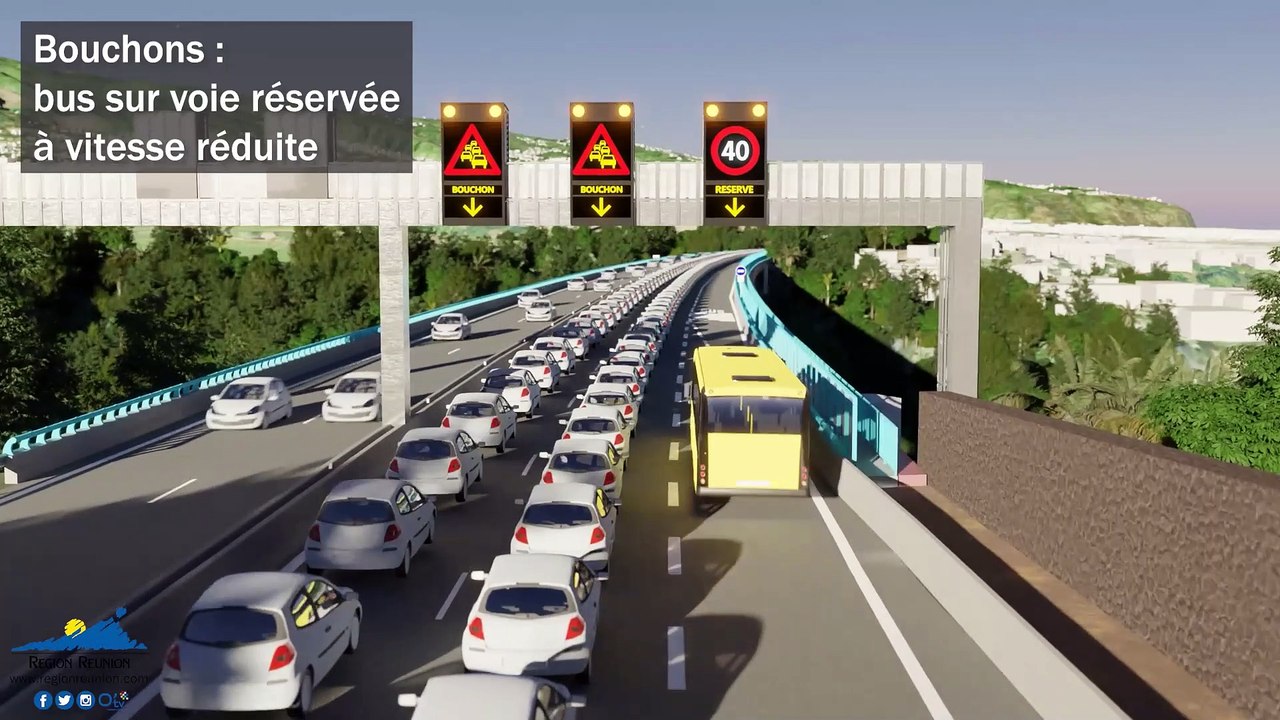 RN2 - Sainte-Suzanne/Sainte-Marie : voies réservées pour les bus et les vélos