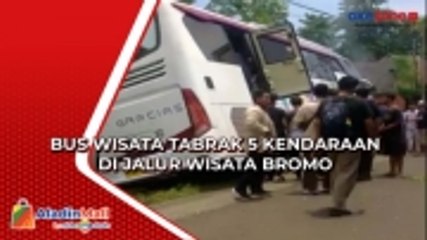 Video herunterladen: Diduga Rem Blong, Bus Wisatawan Tabrak 5 Kendaraan di Jalur Wisata Bromo