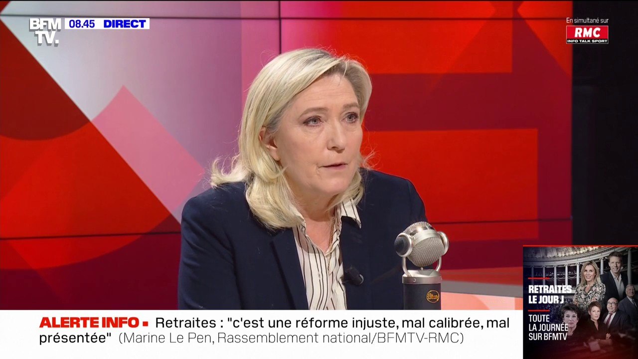 Réforme des retraites: "Si jamais, par malheur, ce texte est voté, et si nous gagnons la future élection présidentielle, nous supprimerons ce texte", assure Marine Le Pen