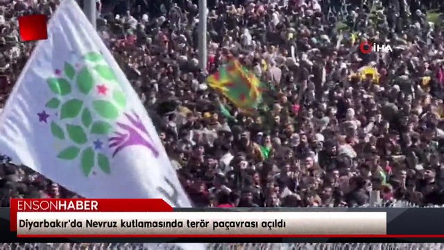 Diyarbakır'da Nevruz kutlamasında terör paçavrası açıldı