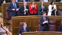 Ramón Tamames no aplaude el discurso de Santiago Abascal en la moción de censura.