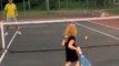 Young tennis fan is supremely proud of herself for playing 'like a big girl'