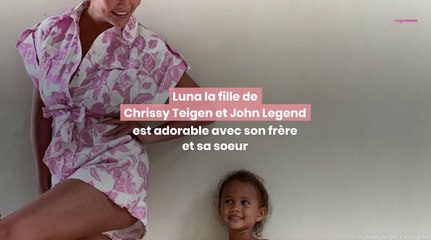 下载视频: Luna, la fille de Chrissy Teigen est adorable avec son frère et sa soeur