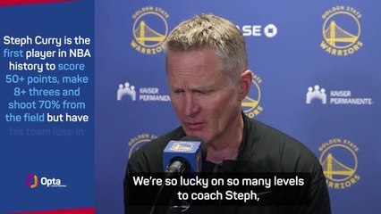 Kerr in awe of Curry's 'stunning' 50-point performance
