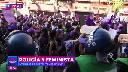 Ana Karen se volvió viral el 8M; es policía, feminista y "biker"