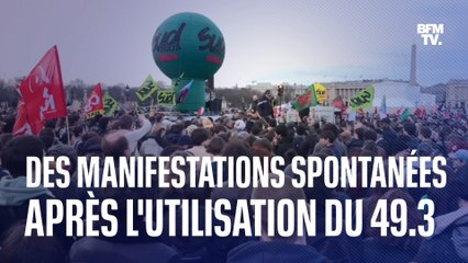 Download Video: Retraites: des manifestations spontanées dans plusieurs villes de France après l'utilisation du 49.3