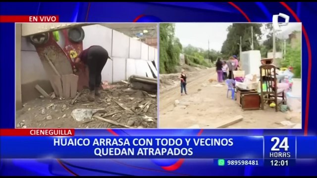 Vecinos de Cieneguilla realizan trabajos de limpieza tras estragos por huayco