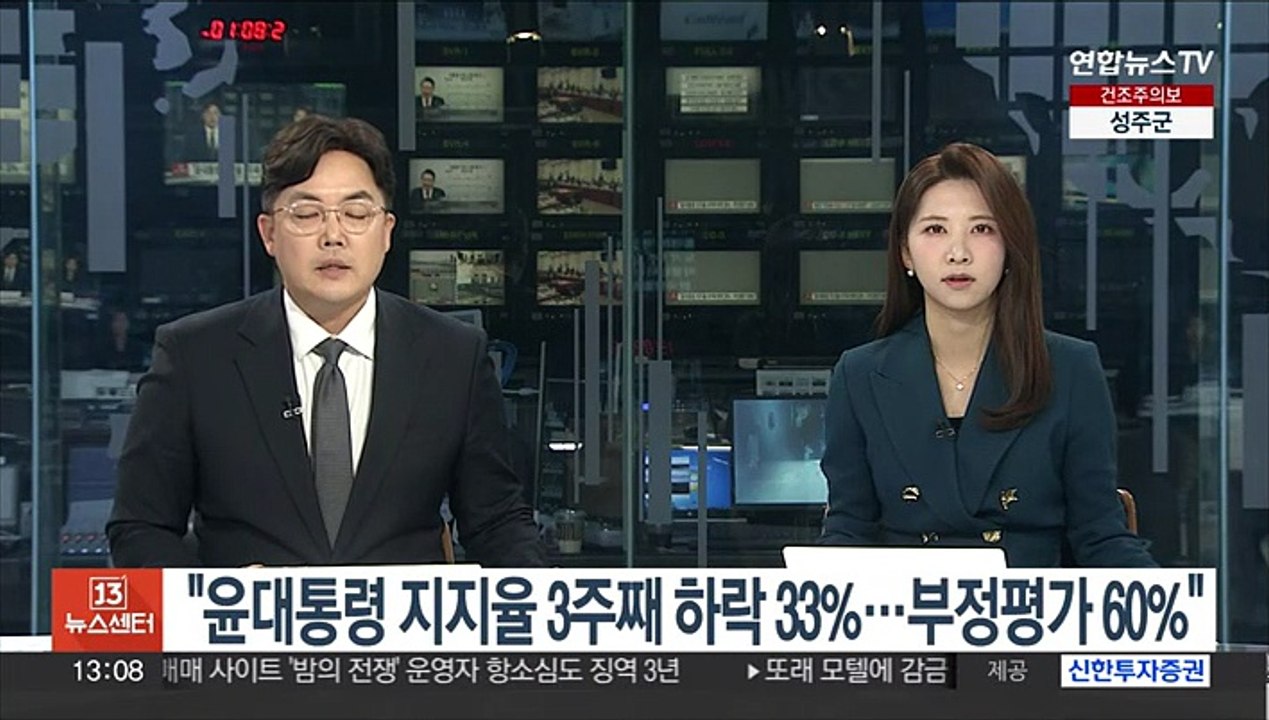 한국갤럽 "윤대통령 지지율 3주째 하락 33%…부정평가 60%"