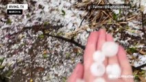 Large hail pelts Texas communities