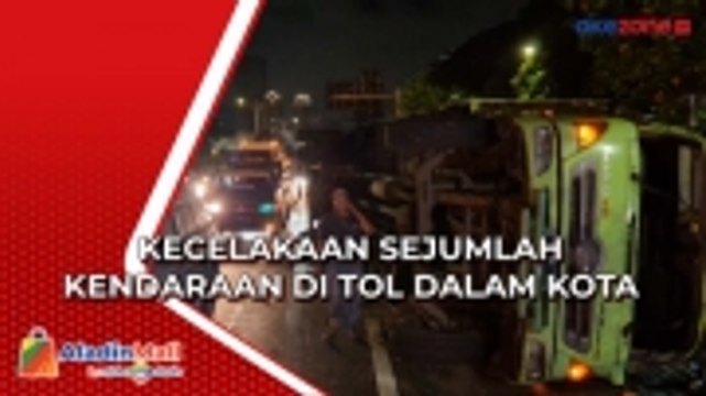 Kecelakaan Sejumlah Kendaraan di Tol Dalam Kota, Truk Bermuatan Kain Terguling