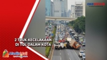 Truk Terlibat Kecelakaan di Depan Kemenaker, Muatan Berserakan di Jalan